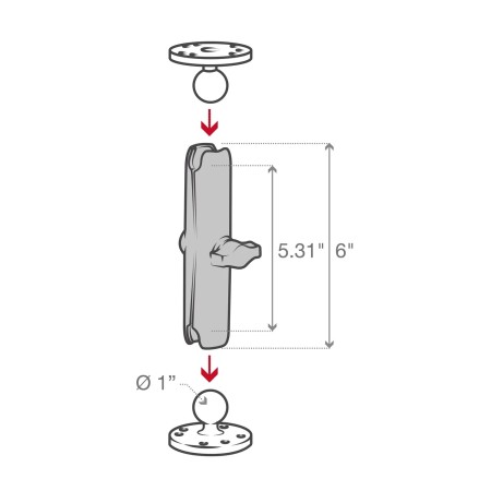 RAM® Double Socket Arm - B Size Long - RAM-B-201U-C