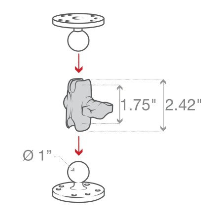 RAM® Double Socket Arm - B Size Short - RAM-B-201U-A