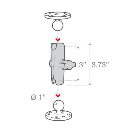 RAM® Double Socket Arm - B Size Medium - RAM-B-201U